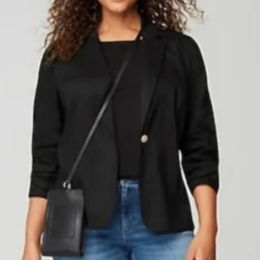 J. Jill Black Linen Notch Collar Blazer
